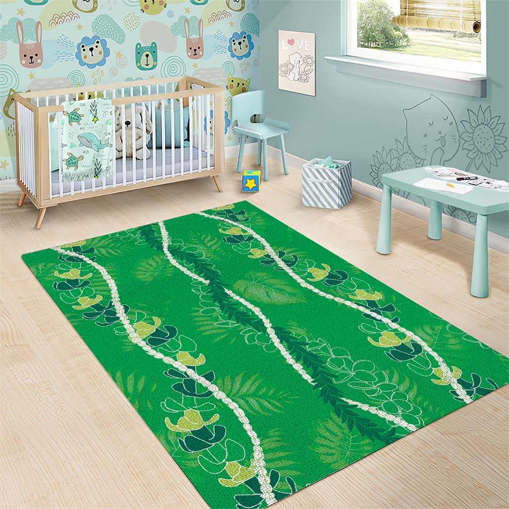 Hawaii Maile Lei Area Rug With Green Monstera Pattern LT05 - Polynesian Pride