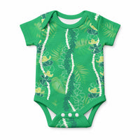 Hawaii Maile Lei Baby Onesie With Green Monstera Pattern LT05 Green - Polynesian Pride