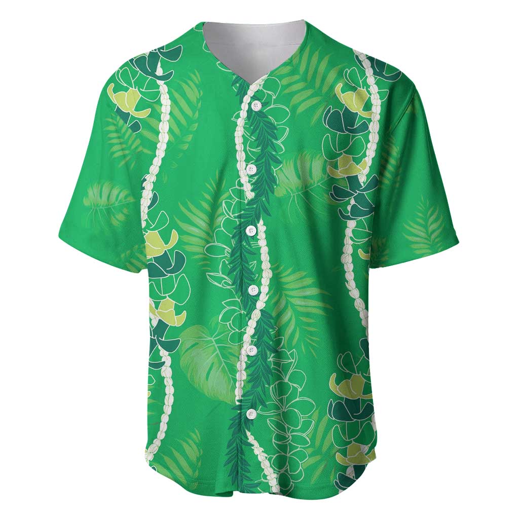 Hawaii Maile Lei Baseball Jersey With Green Monstera Pattern