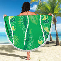 Hawaii Maile Lei Beach Blanket With Green Monstera Pattern LT05 - Polynesian Pride