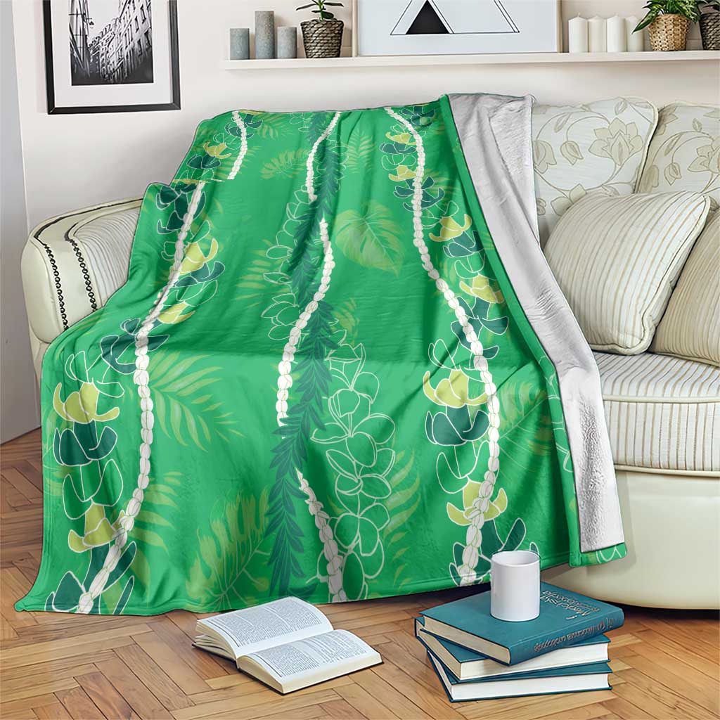 Hawaii Maile Lei Blanket With Green Monstera Pattern LT05 Green - Polynesian Pride