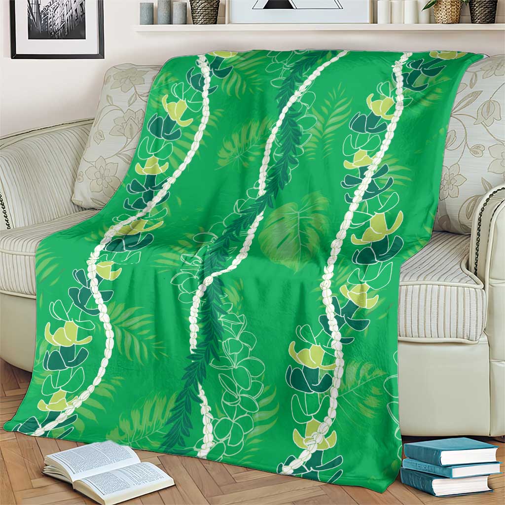 Hawaii Maile Lei Blanket With Green Monstera Pattern LT05 - Polynesian Pride