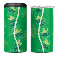 Hawaii Maile Lei 4 in 1 Can Cooler Tumbler With Green Monstera Pattern LT05 One Size: 16 oz Green - Polynesian Pride