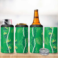Hawaii Maile Lei 4 in 1 Can Cooler Tumbler With Green Monstera Pattern LT05 - Polynesian Pride