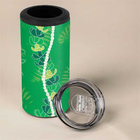 Hawaii Maile Lei 4 in 1 Can Cooler Tumbler With Green Monstera Pattern LT05 - Polynesian Pride