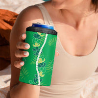 Hawaii Maile Lei 4 in 1 Can Cooler Tumbler With Green Monstera Pattern LT05 - Polynesian Pride