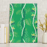 Hawaii Maile Lei Canvas Wall Art With Green Monstera Pattern LT05 Without Frame Green - Polynesian Pride
