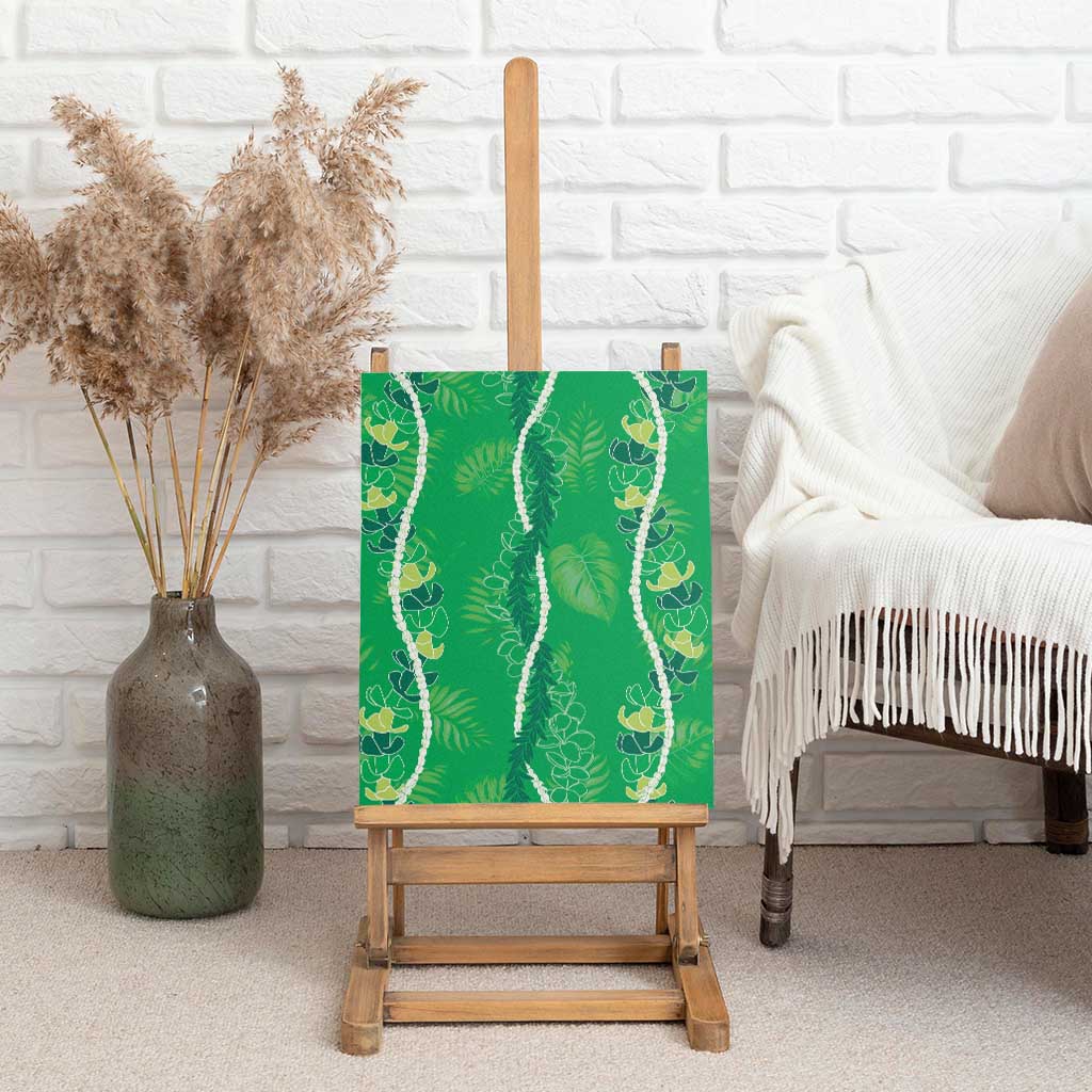 Hawaii Maile Lei Canvas Wall Art With Green Monstera Pattern LT05 - Polynesian Pride