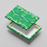 Hawaii Maile Lei Canvas Wall Art With Green Monstera Pattern LT05 - Polynesian Pride