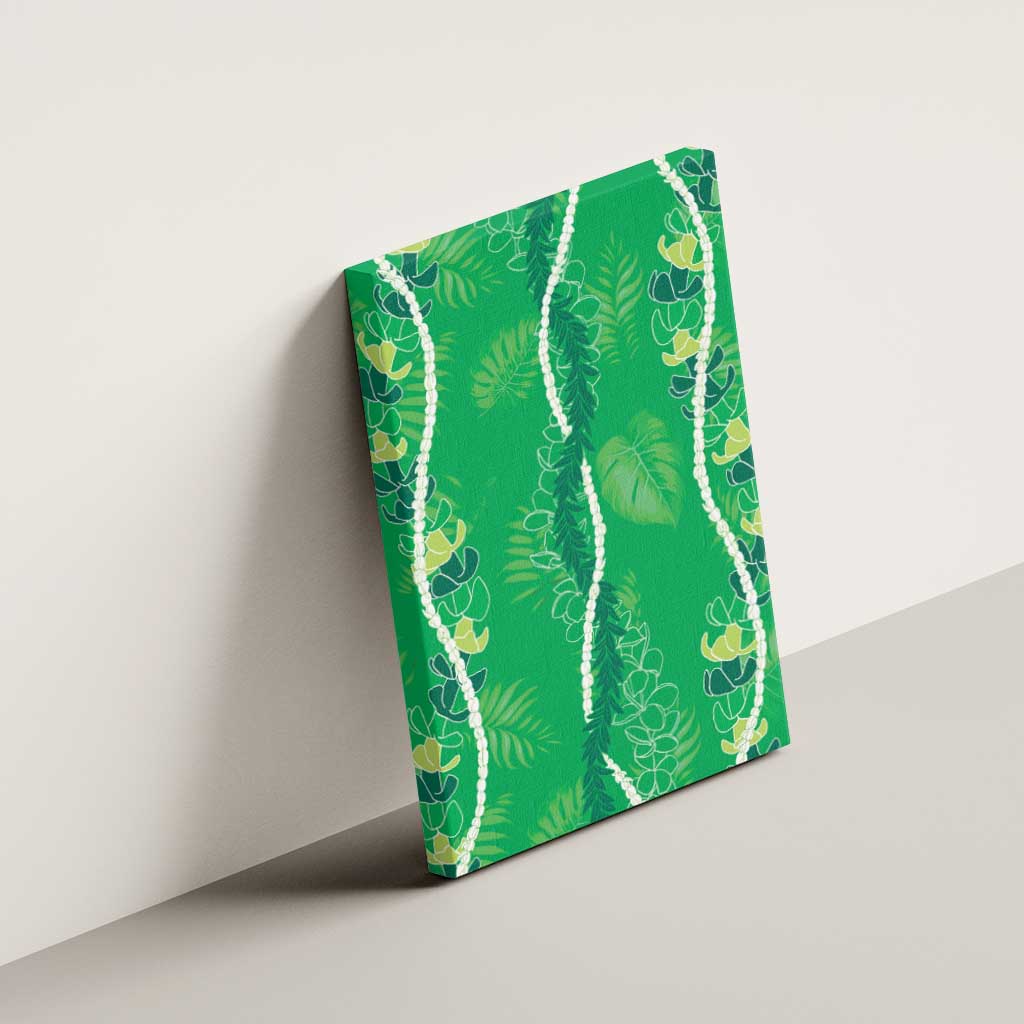 Hawaii Maile Lei Canvas Wall Art With Green Monstera Pattern LT05 - Polynesian Pride