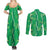 Hawaii Maile Lei Couples Matching Summer Maxi Dress and Long Sleeve Button Shirt With Green Monstera Pattern