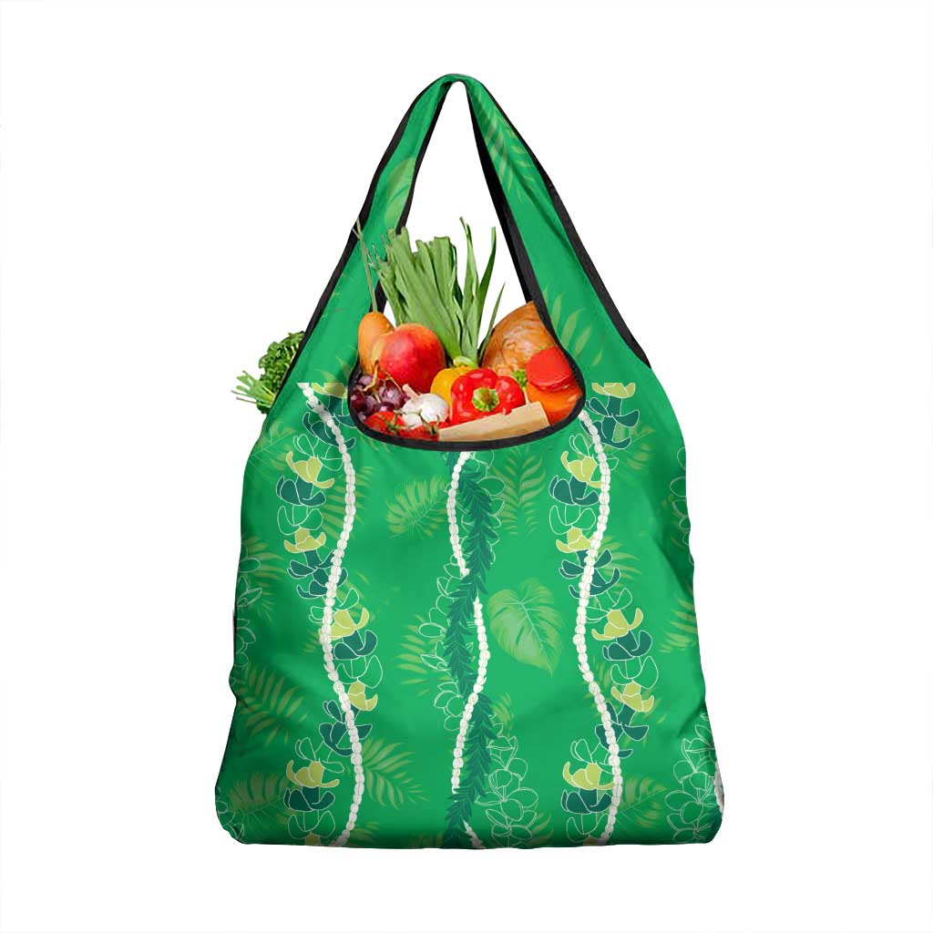 Hawaii Maile Lei Grocery Bag With Green Monstera Pattern LT05 1-pack One Size Green - Polynesian Pride