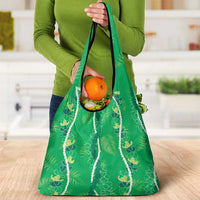 Hawaii Maile Lei Grocery Bag With Green Monstera Pattern LT05 - Polynesian Pride