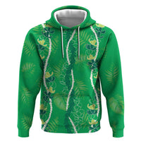 Hawaii Maile Lei Hoodie With Green Monstera Pattern LT05 Pullover Hoodie Green - Polynesian Pride