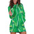 Hawaii Maile Lei Hoodie Dress With Green Monstera Pattern