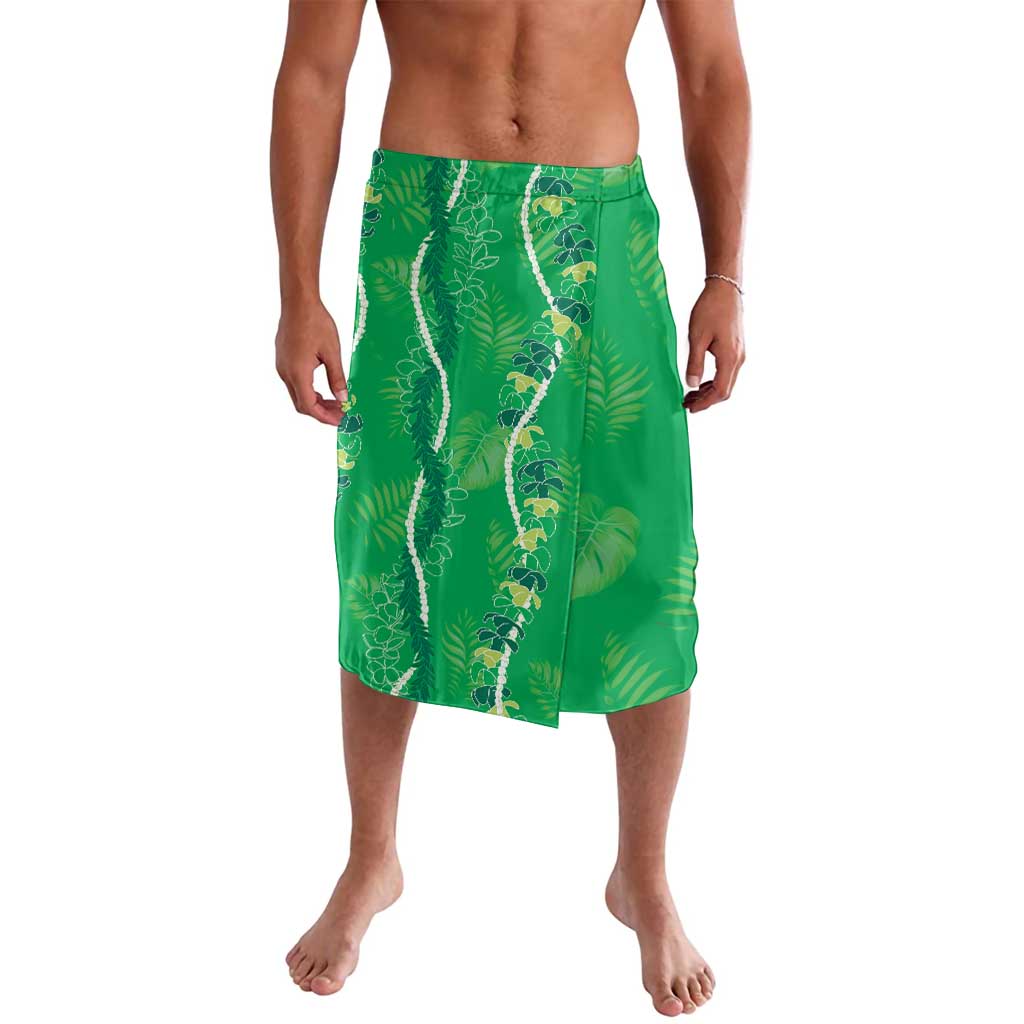 Hawaii Maile Lei Lavalava With Green Monstera Pattern LT05 Green - Polynesian Pride