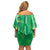 Hawaii Maile Lei Off Shoulder Short Dress With Green Monstera Pattern