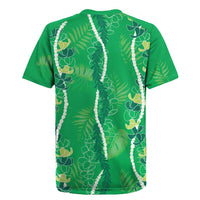 Hawaii Maile Lei Rugby Jersey With Green Monstera Pattern LT05 - Polynesian Pride