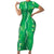 Hawaii Maile Lei Short Sleeve Bodycon Dress With Green Monstera Pattern