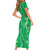 Hawaii Maile Lei Short Sleeve Bodycon Dress With Green Monstera Pattern