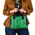 Hawaii Maile Lei Shoulder Handbag With Green Monstera Pattern