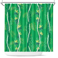 Hawaii Maile Lei Shower Curtain With Green Monstera Pattern LT05 Green - Polynesian Pride
