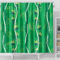 Hawaii Maile Lei Shower Curtain With Green Monstera Pattern LT05 - Polynesian Pride