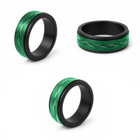 Hawaii Maile Lei Spinner Ring With Green Monstera Pattern LT05 - Polynesian Pride