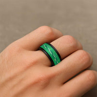 Hawaii Maile Lei Spinner Ring With Green Monstera Pattern LT05 - Polynesian Pride