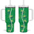 Hawaii Maile Lei Tumbler With Handle With Green Monstera Pattern