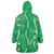 Hawaii Maile Lei Wearable Blanket Hoodie With Green Monstera Pattern