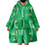 Hawaii Maile Lei Wearable Blanket Hoodie With Green Monstera Pattern