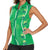 Hawaii Maile Lei Women Sleeveless Polo Shirt With Green Monstera Pattern