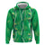 Hawaii Maile Lei Zip Hoodie With Green Monstera Pattern