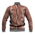 Hawaii Maile Lei Baseball Jacket With Brown Monstera Pattern