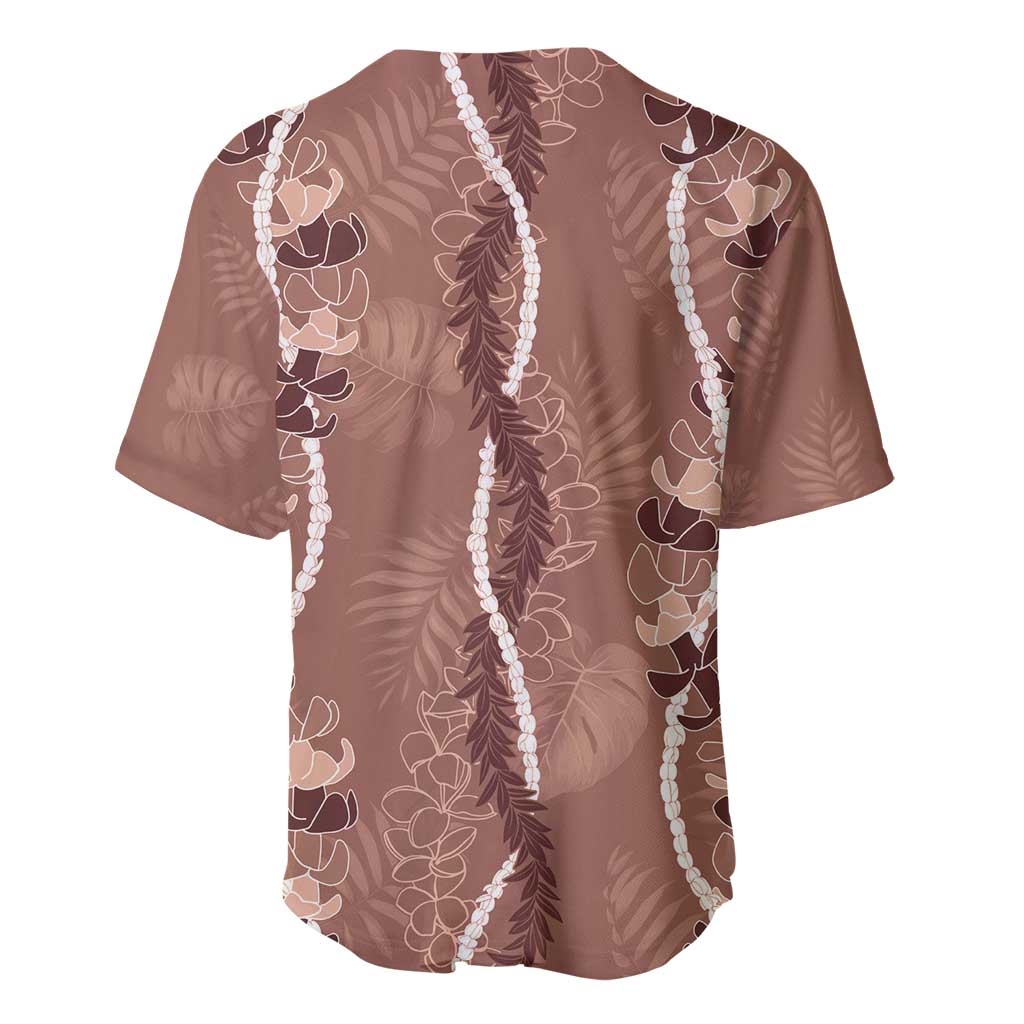 Hawaii Maile Lei Baseball Jersey With Brown Monstera Pattern LT05 - Polynesian Pride