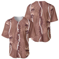 Hawaii Maile Lei Baseball Jersey With Brown Monstera Pattern LT05 - Polynesian Pride