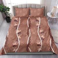 Hawaii Maile Lei Bedding Set With Brown Monstera Pattern LT05 - Polynesian Pride