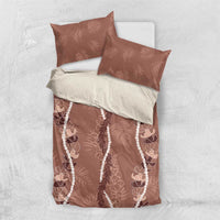 Hawaii Maile Lei Bedding Set With Brown Monstera Pattern LT05 US Twin 172cm x 218cm Brown - Polynesian Pride