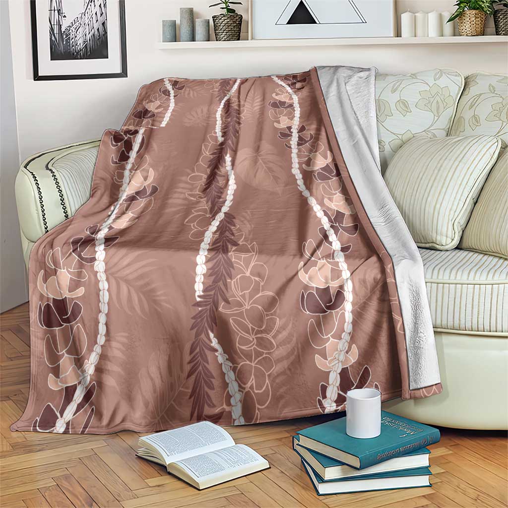 Hawaii Maile Lei Blanket With Brown Monstera Pattern LT05 Brown - Polynesian Pride