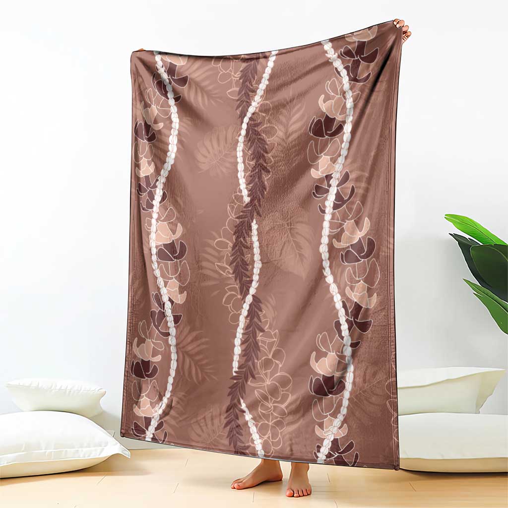 Hawaii Maile Lei Blanket With Brown Monstera Pattern LT05 - Polynesian Pride