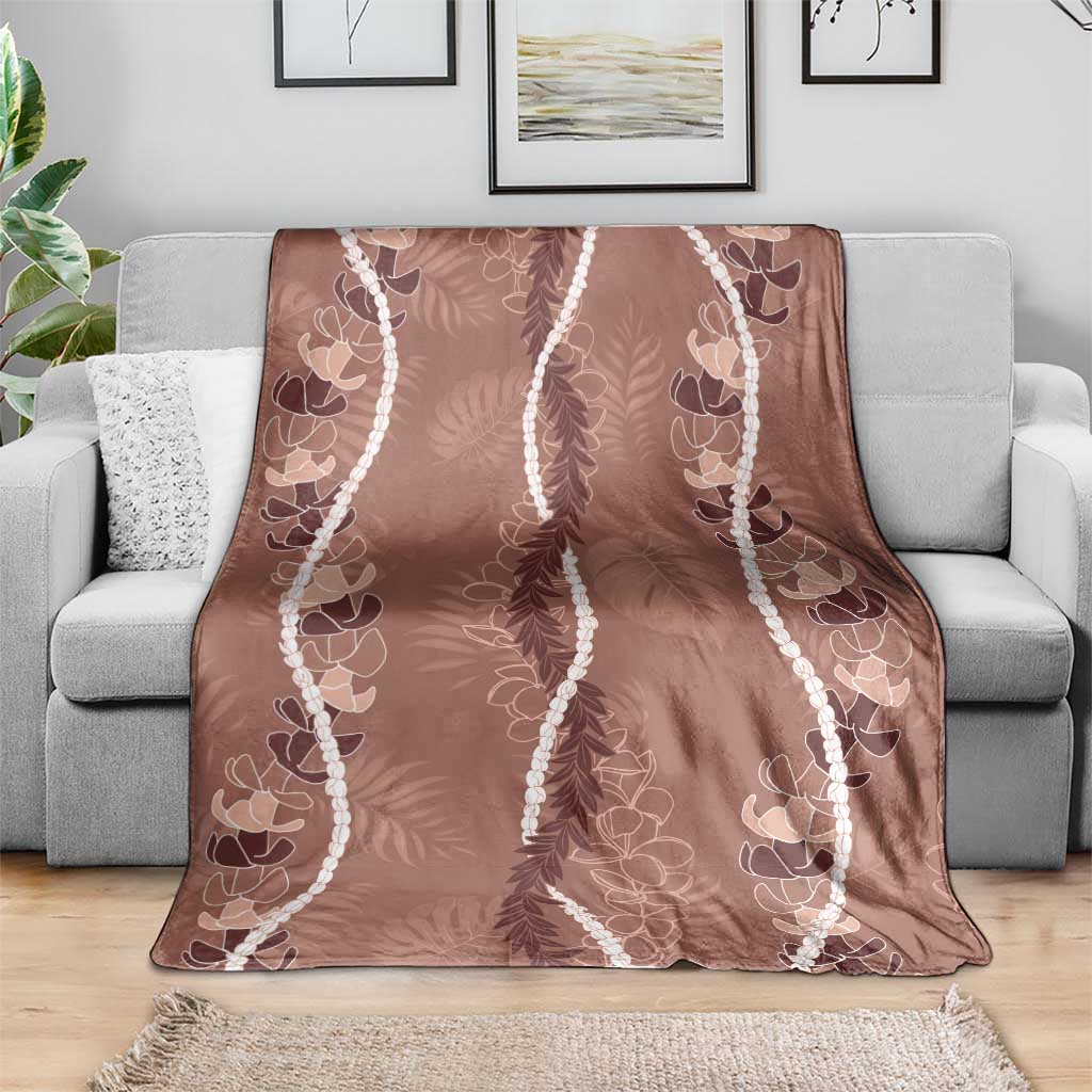 Hawaii Maile Lei Blanket With Brown Monstera Pattern LT05 - Polynesian Pride