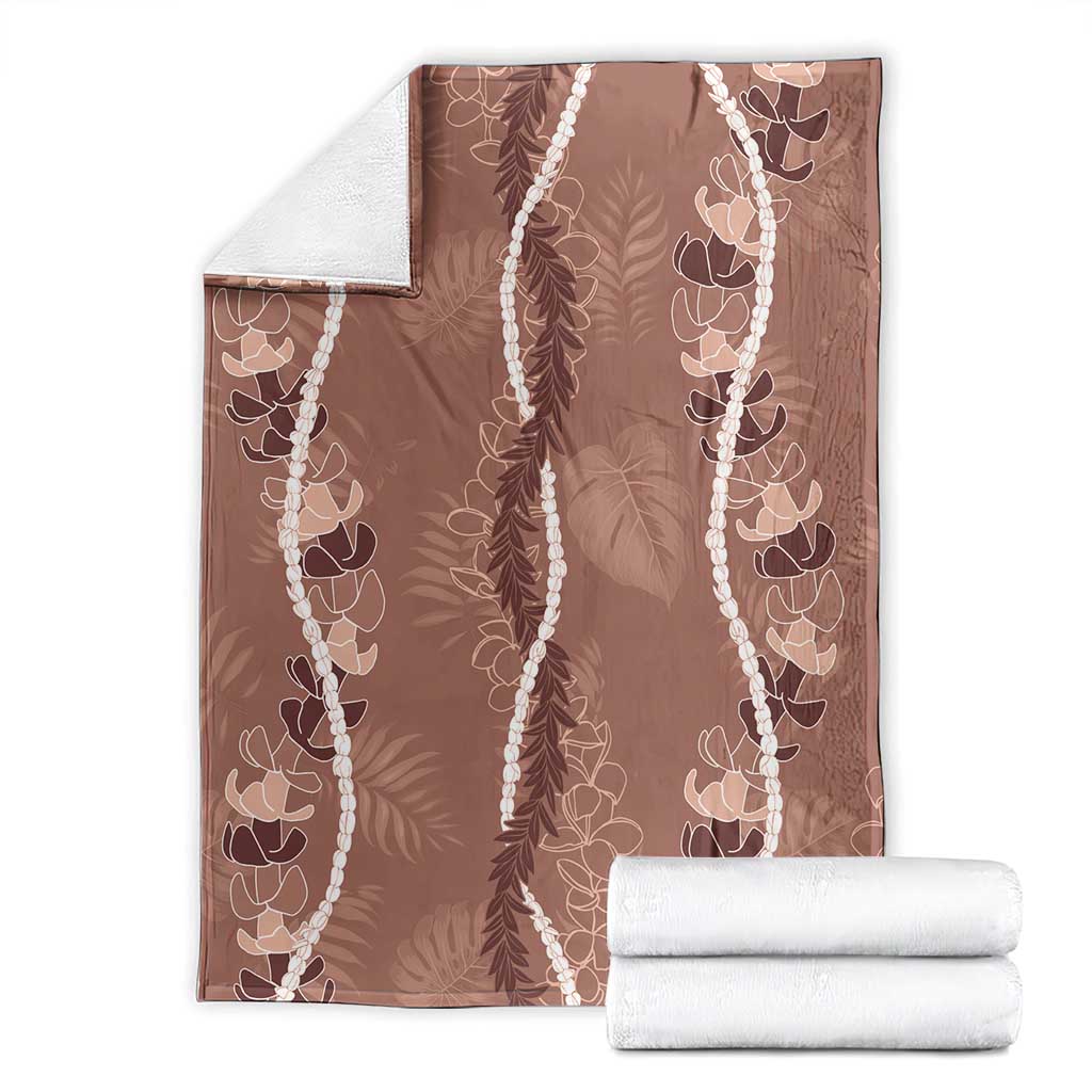 Hawaii Maile Lei Blanket With Brown Monstera Pattern LT05 - Polynesian Pride