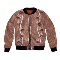Hawaii Maile Lei Bomber Jacket With Brown Monstera Pattern LT05 Unisex Brown - Polynesian Pride