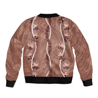 Hawaii Maile Lei Bomber Jacket With Brown Monstera Pattern LT05 - Polynesian Pride