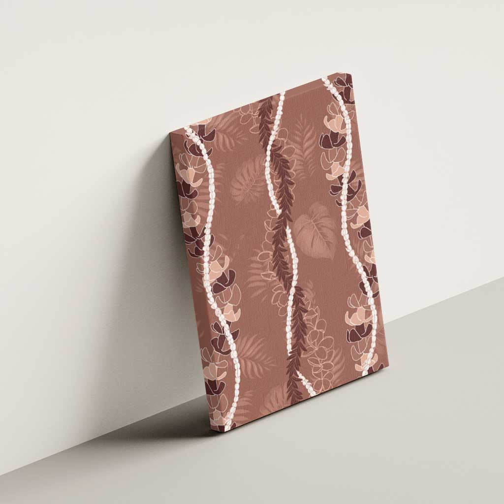 Hawaii Maile Lei Canvas Wall Art With Brown Monstera Pattern LT05 - Polynesian Pride