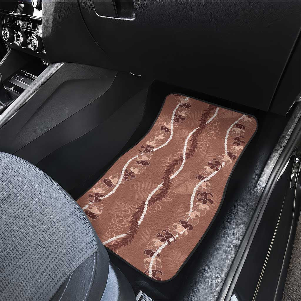 Hawaii Maile Lei Car Mats With Brown Monstera Pattern LT05 - Polynesian Pride