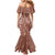 Hawaii Maile Lei Family Matching Mermaid Dress and Hawaiian Shirt With Brown Monstera Pattern