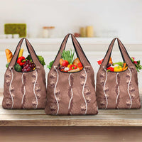 Hawaii Maile Lei Grocery Bag With Brown Monstera Pattern LT05 3-pack One Size Brown - Polynesian Pride