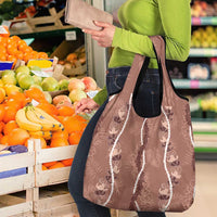 Hawaii Maile Lei Grocery Bag With Brown Monstera Pattern LT05 - Polynesian Pride